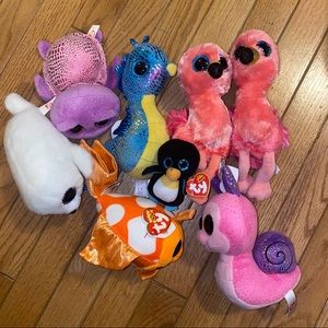 Ty Beanie Boo Sea Creatures set turtle penguin flamingo & more!